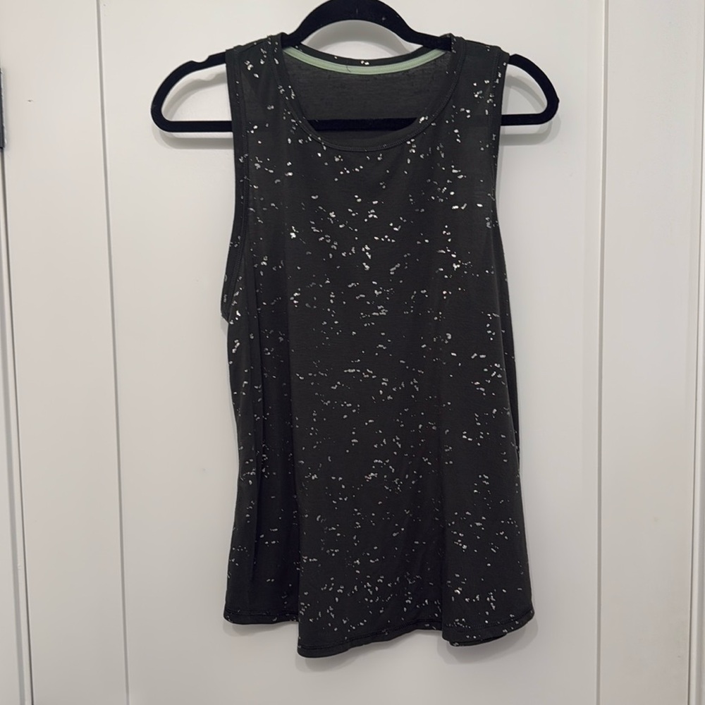 Dark green tank top with silver flecks
